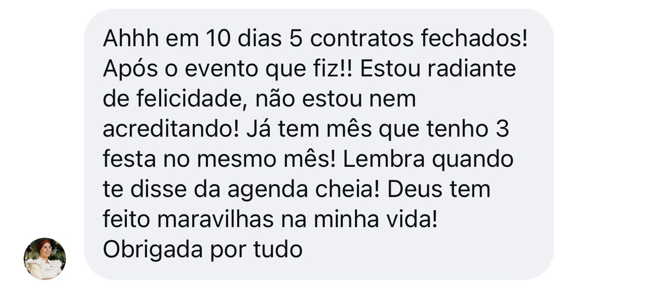 Mensagem de aluna enviada à Prof. Gi Carvalho