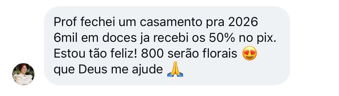 Mensagem de aluna enviada à Prof. Gi Carvalho